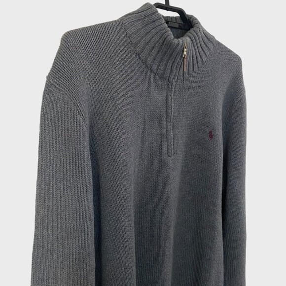 Polo By Ralph Lauren Estate-Rib Half-Zip Gray Men's XXL Knit Pullover Sweater - Picture 3 of 11